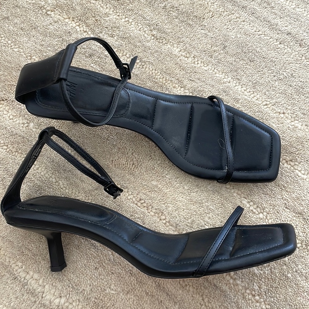 Black Square Toe Sandals